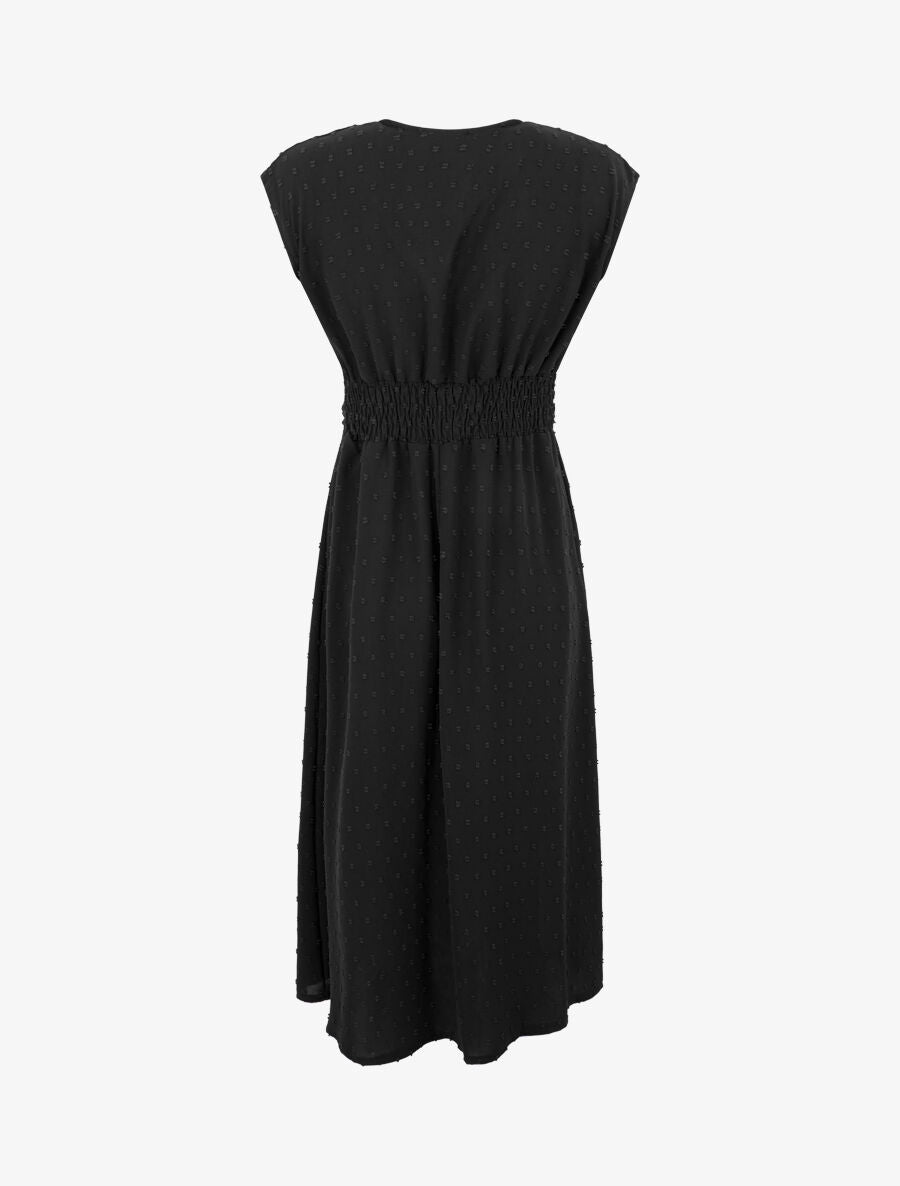 Robe longue élastiquée et texturée - Noir - 2