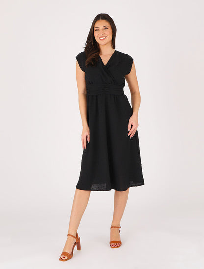 Robe longue élastiquée et texturée - Noir - 4