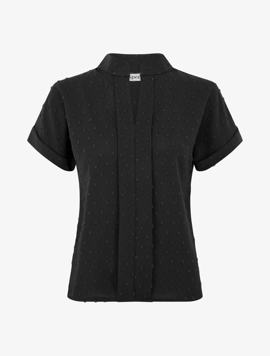 Top à manches courtes et texturé - Noir - 4