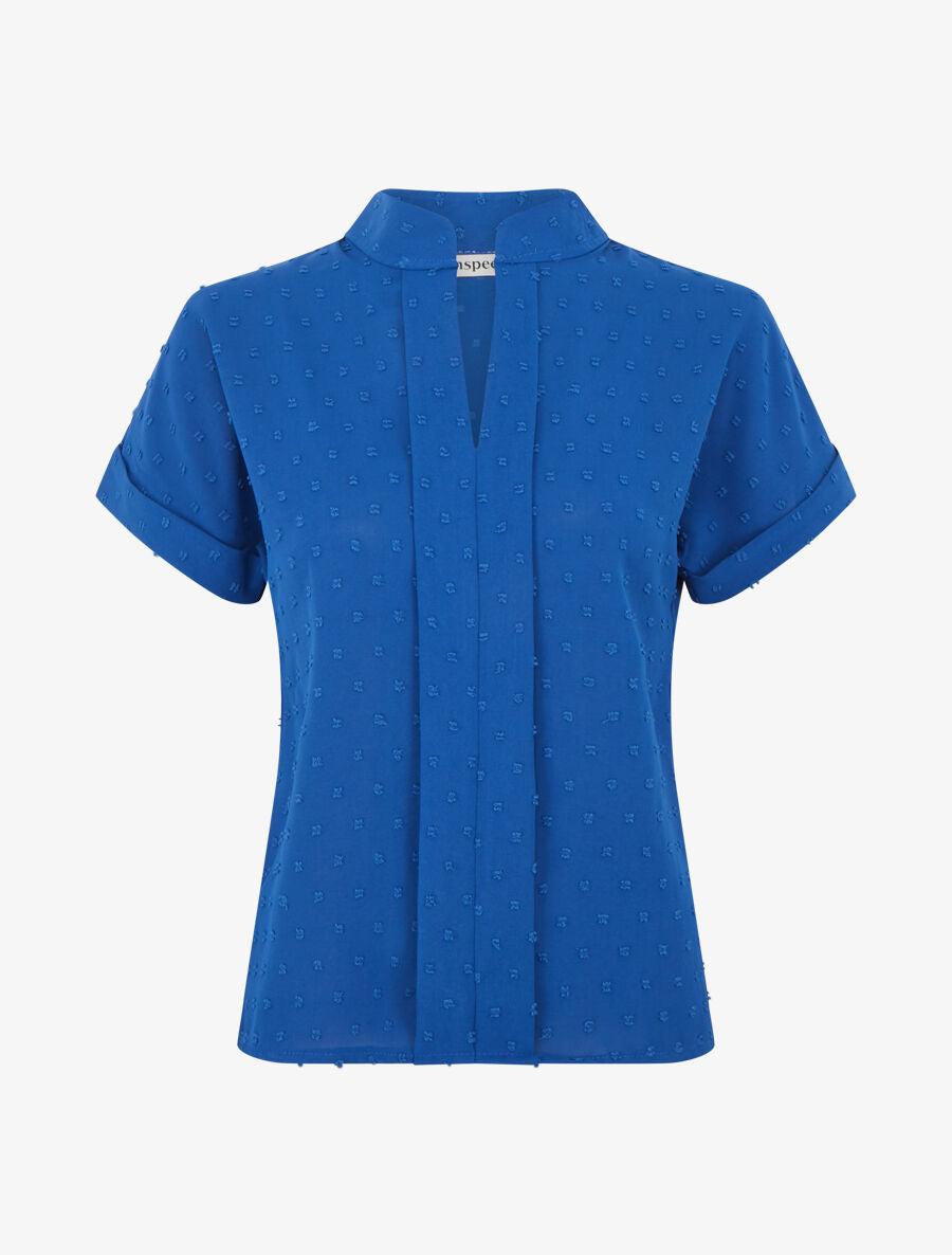 Top à manches courtes et texturé - Bleu roi - 4