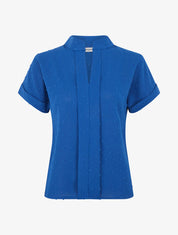 Top à manches courtes et texturé - Bleu roi - 4