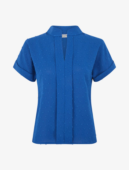 Top à manches courtes et texturé - Bleu roi - 4