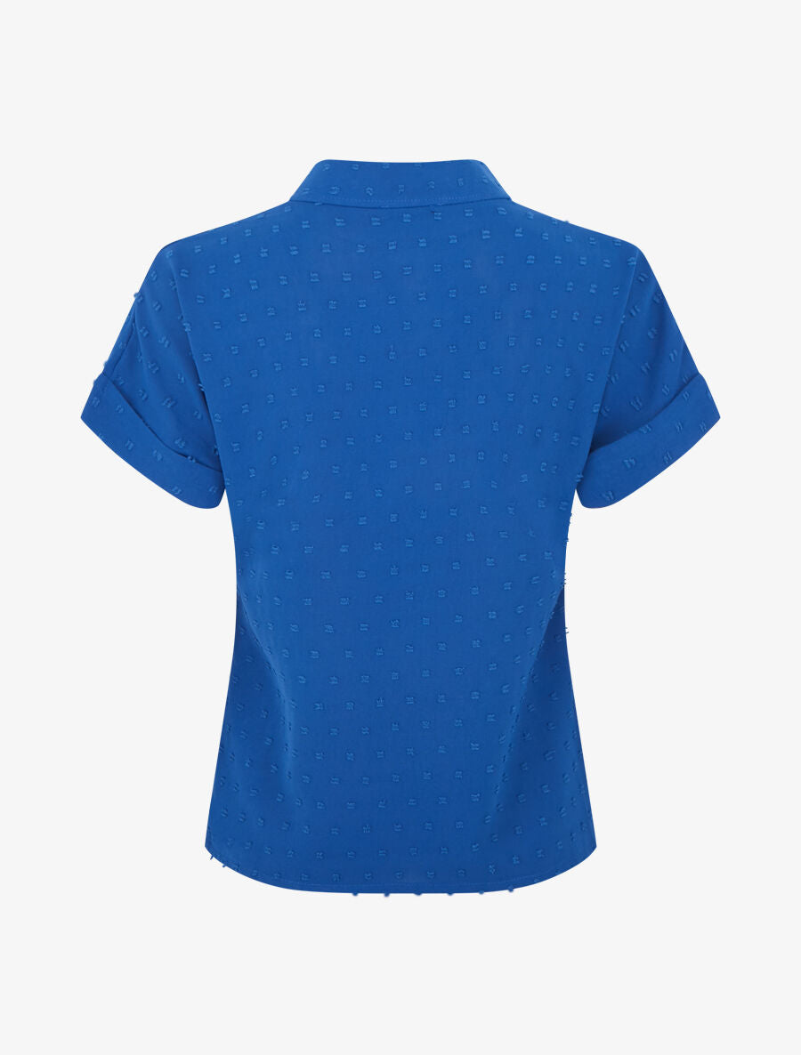 Top à manches courtes et texturé - Bleu roi - 2