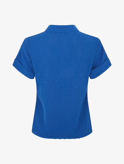 Top à manches courtes et texturé - Bleu roi - 2