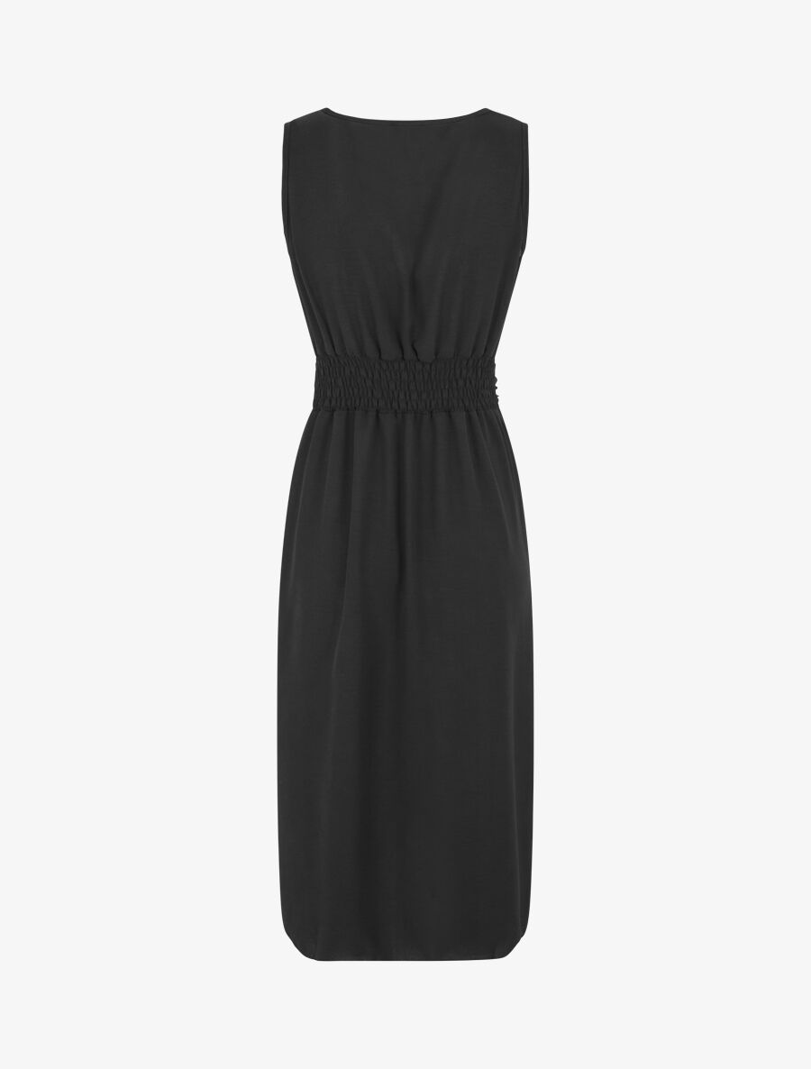 Robe unie sans manches style portefeuille - Noir - 2