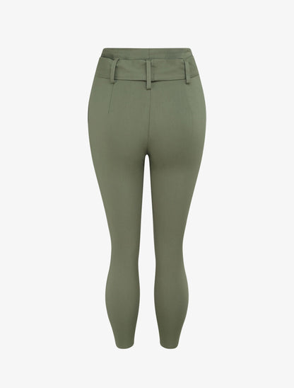 Pantalon 7/8 coupe slim à poches décoratives - Kaki - 2