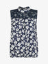 Top imprimé floral à détail dentelle - Marine - 1