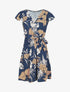 Robe mi-longue évasée imprimé fleuri - Marine - 1