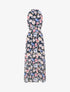 Robe longue en voile imprimé pivoines - Marine - 1