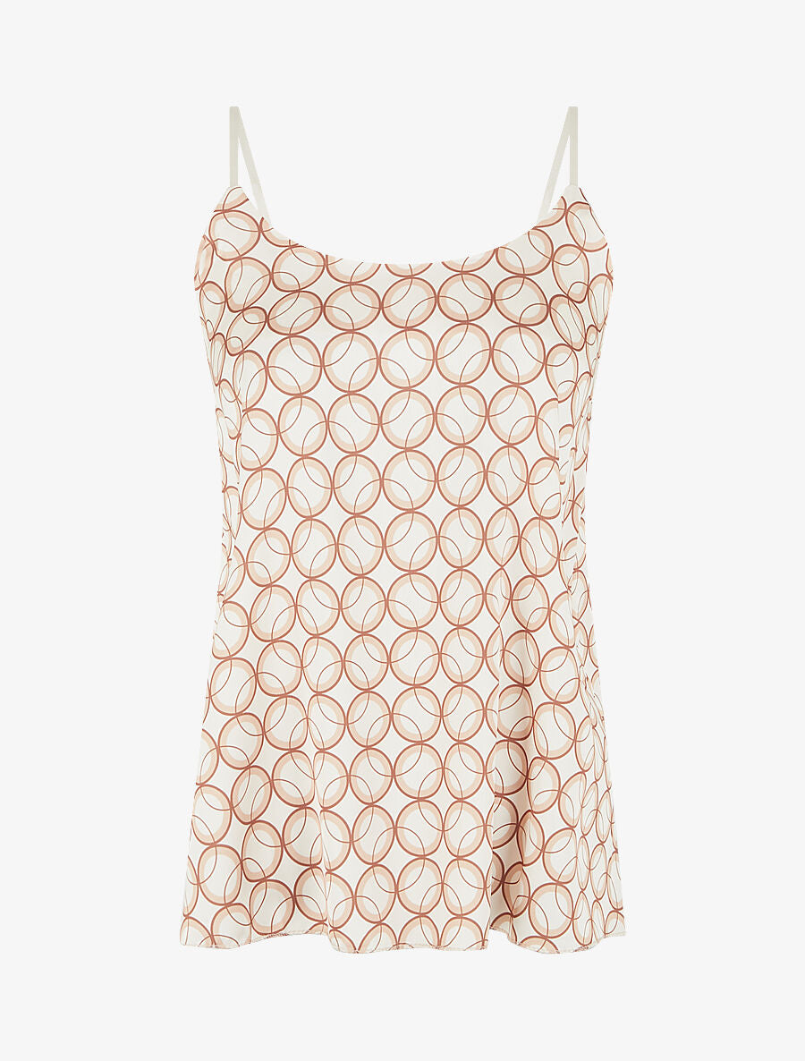 Caraco satiné droit imprimé graphique - Beige - 1