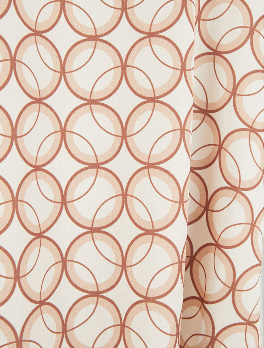 Caraco satiné droit imprimé graphique - Beige - 3