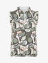 Top satiné sans manches motif abstrait et volants - Kaki - 1