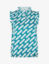 Top satiné sans manches motif fantaisie et volants - Bleu canard - 1