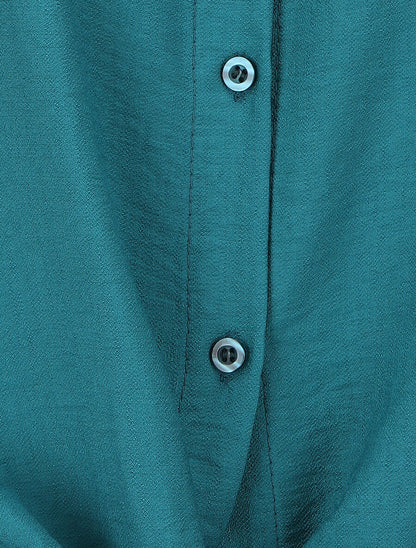 Top uni sans manches à nouer - Bleu canard - 3