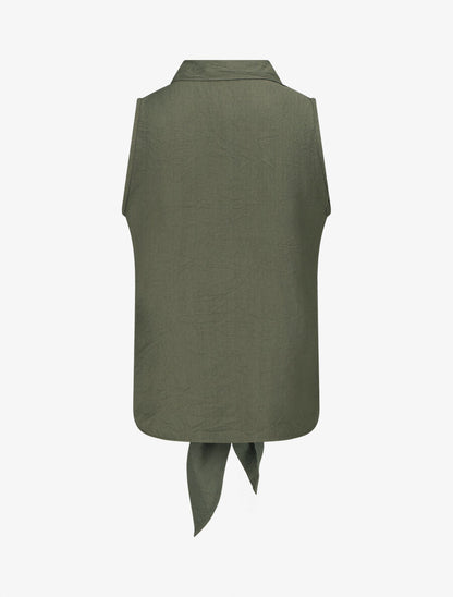 Top uni sans manches à nouer - Kaki - 2