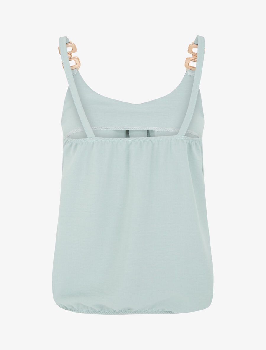 Top uni à bretelles bi-matière - Vert d&
