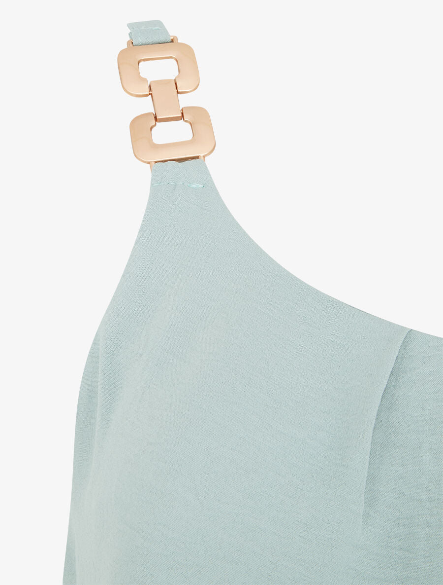 Top uni à bretelles bi-matière - Vert d&