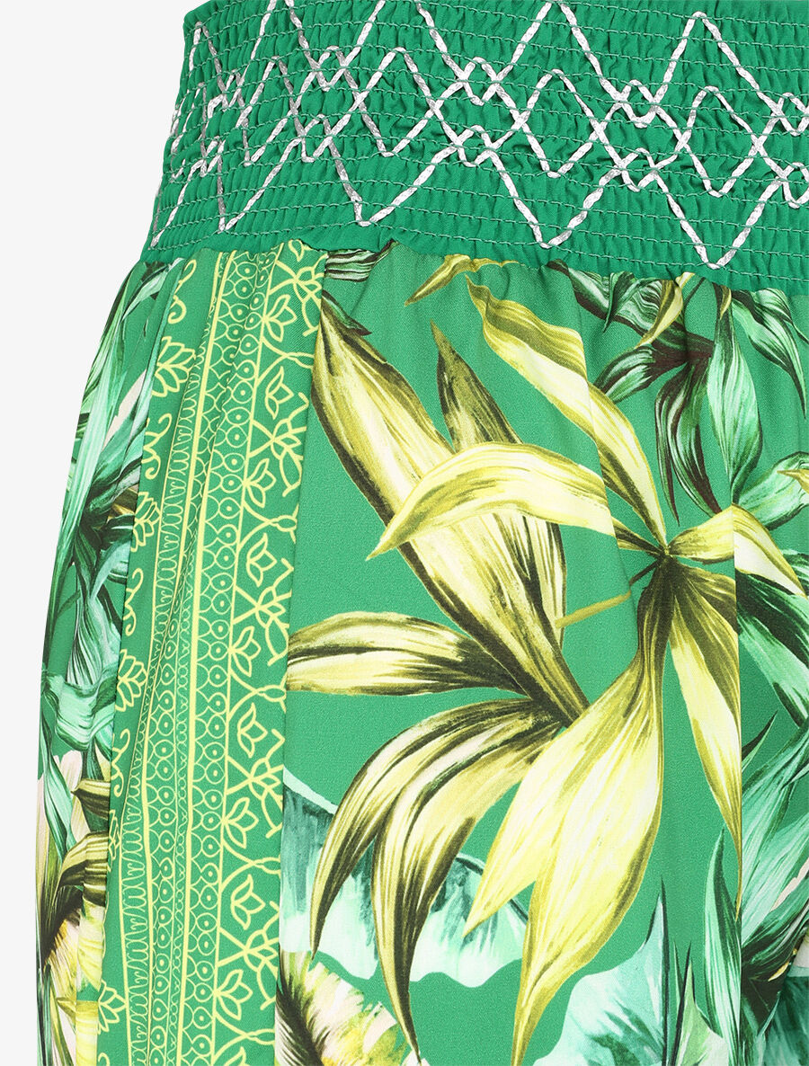 Pantalon fluide coupe flare imprimé fleurs sauvages - Vert - 3