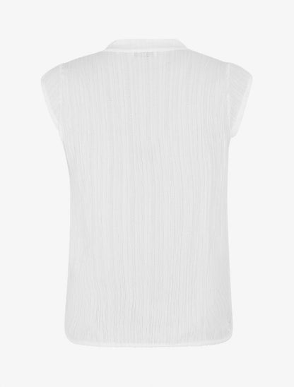 Top uni sans manches texturé - Blanc - 2