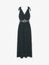 Robe longue à jupe texturée - Noir - 1