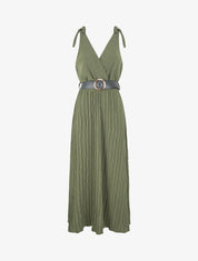 Robe longue à jupe texturée - Kaki - 5