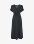 Robe longue unie col cache coeur - Noir - 5