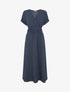 Robe longue unie col cache coeur - Bleu nuit - 5