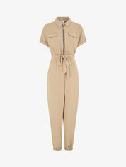 Combinaison unie à buste zippée - Beige - 1