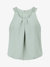 Top uni à dos ajouré - Vert d&