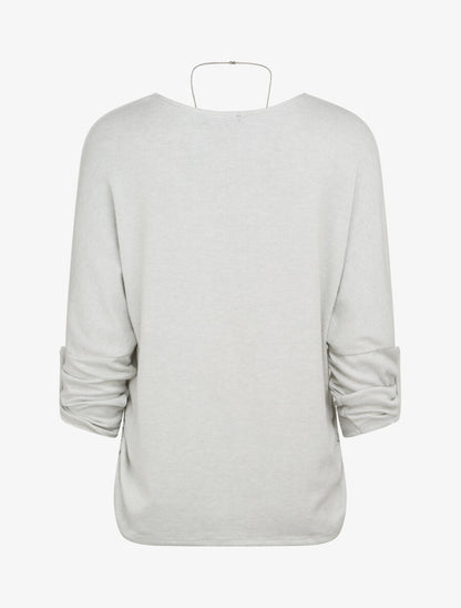 Pull fin oversize manches 3/4 - Gris clair - 2