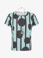 Top droit manches courtes motif abstrait - Bleu clair - 5