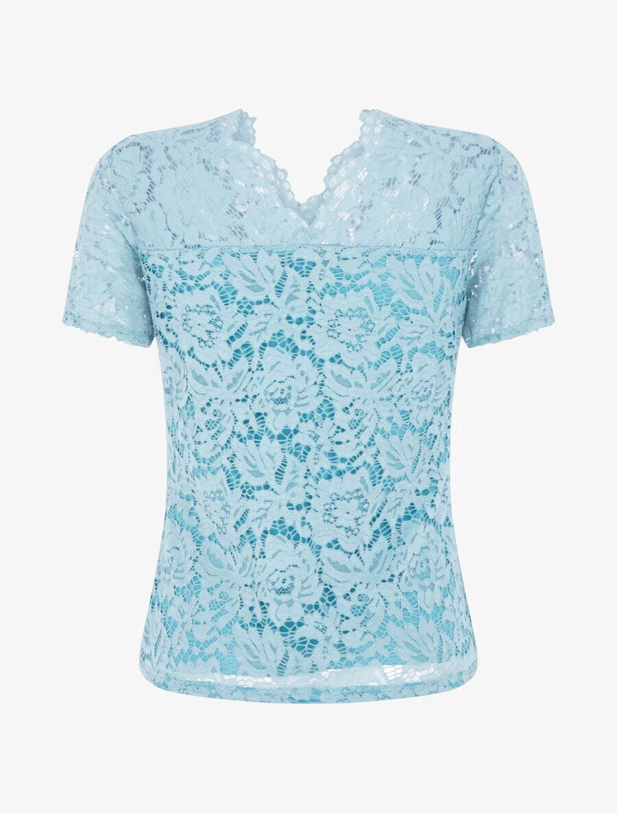 Top uni en dentelle - Vert d&