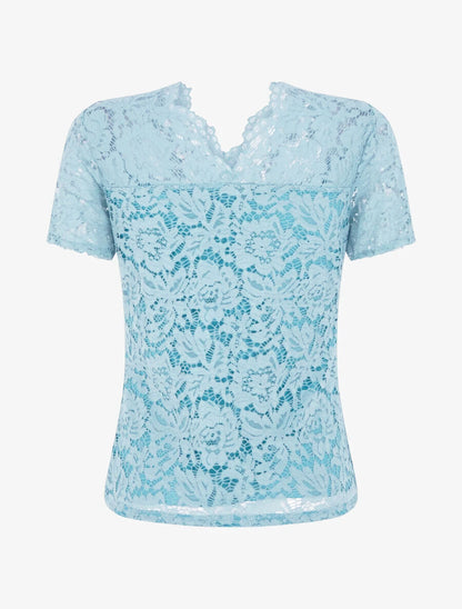 Top uni en dentelle - Vert d&