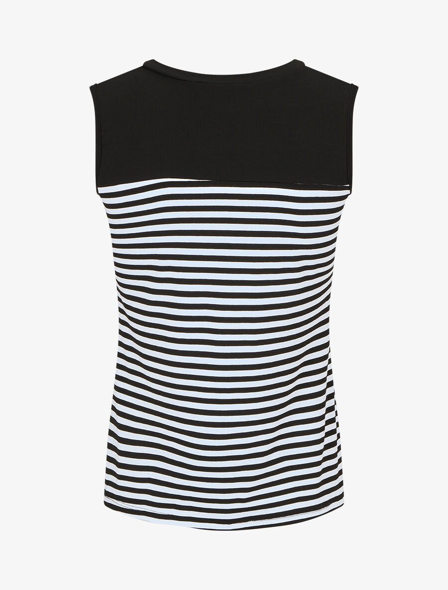 Top sans manches style marinière - Noir - 2