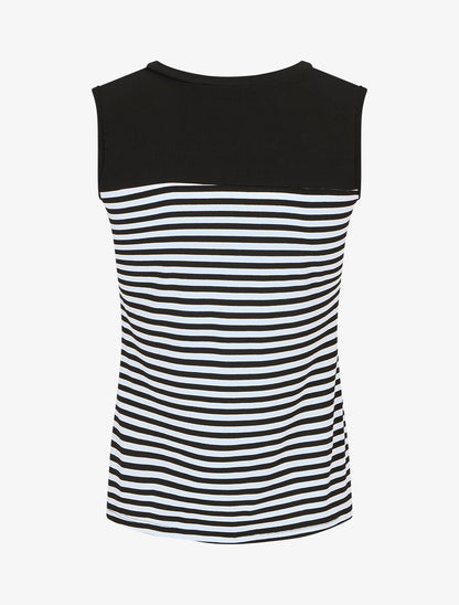 Top sans manches style marinière - Noir - 2