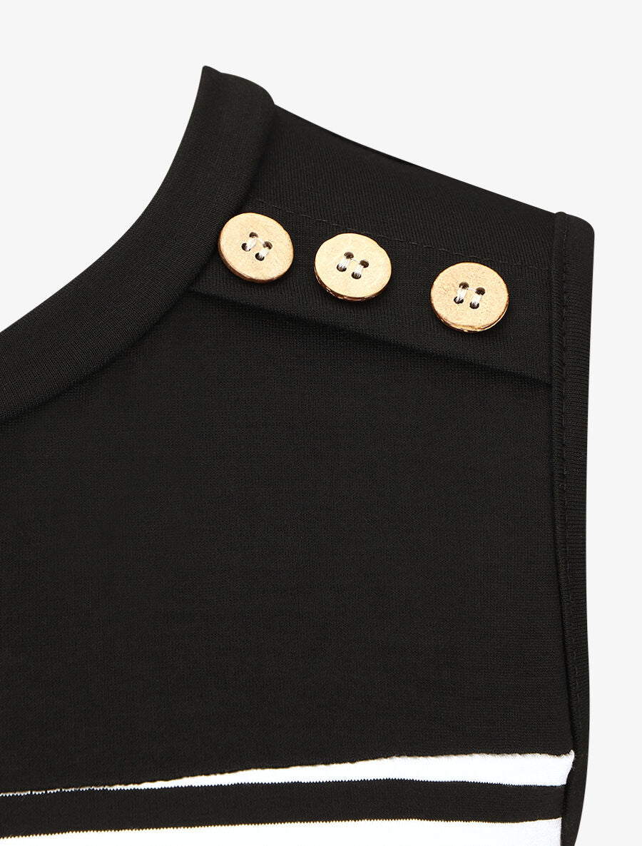 Top sans manches style marinière - Noir - 3