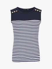 Top sans manches style marinière - Marine - 1