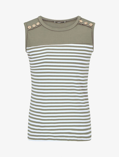 Top sans manches style marinière - Kaki - 4