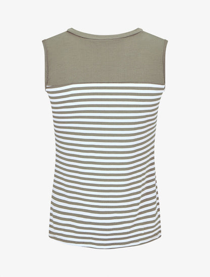 Top sans manches style marinière - Kaki - 2