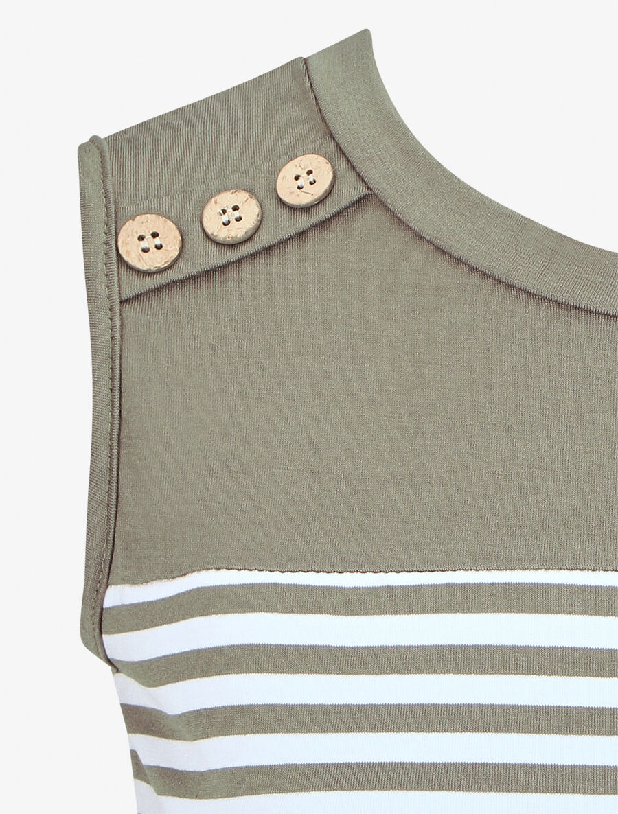 Top sans manches style marinière - Kaki - 3
