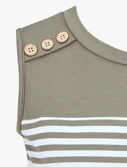 Top sans manches style marinière - Kaki - 3