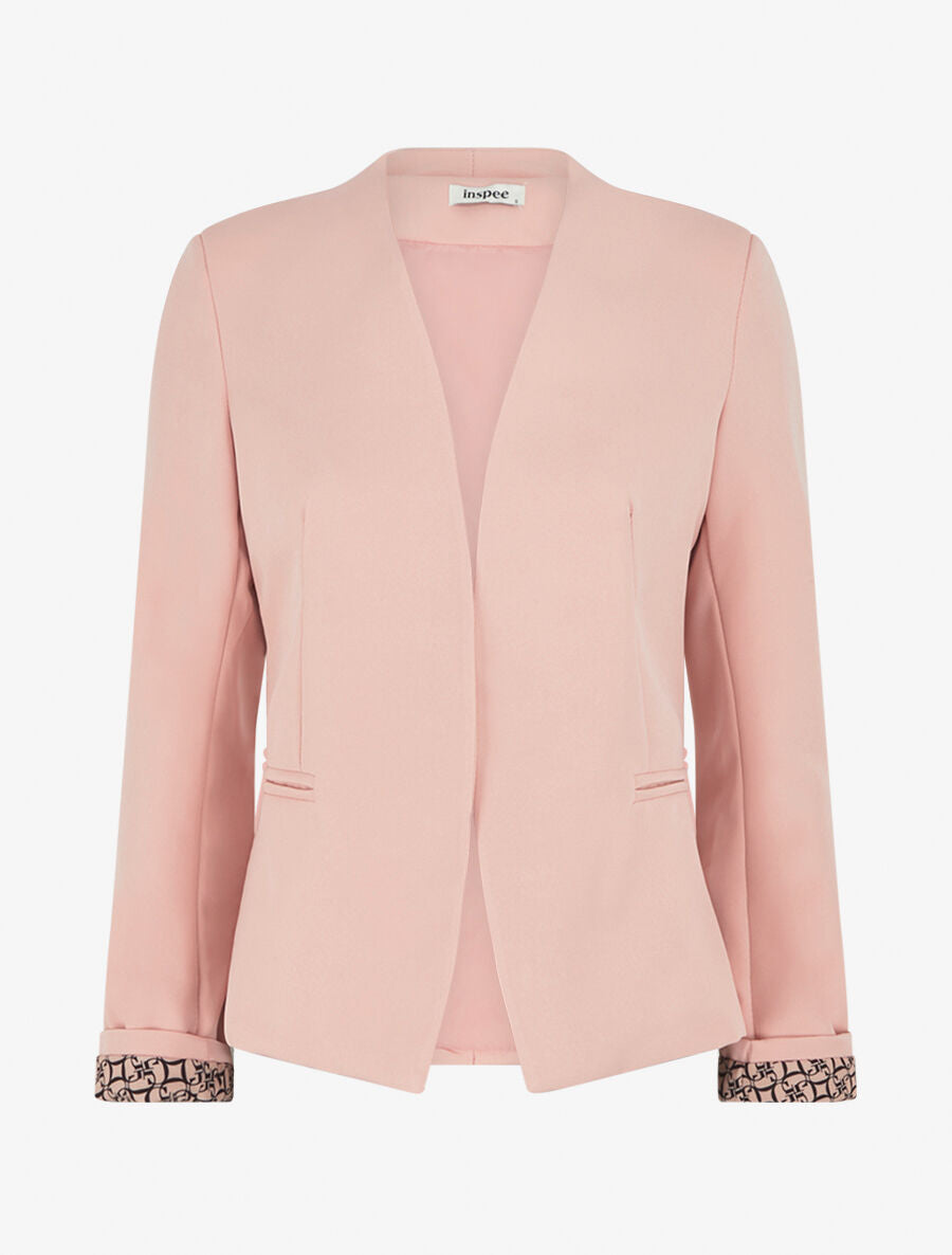 Blazer à manches imprimé graphique - Rose - 4