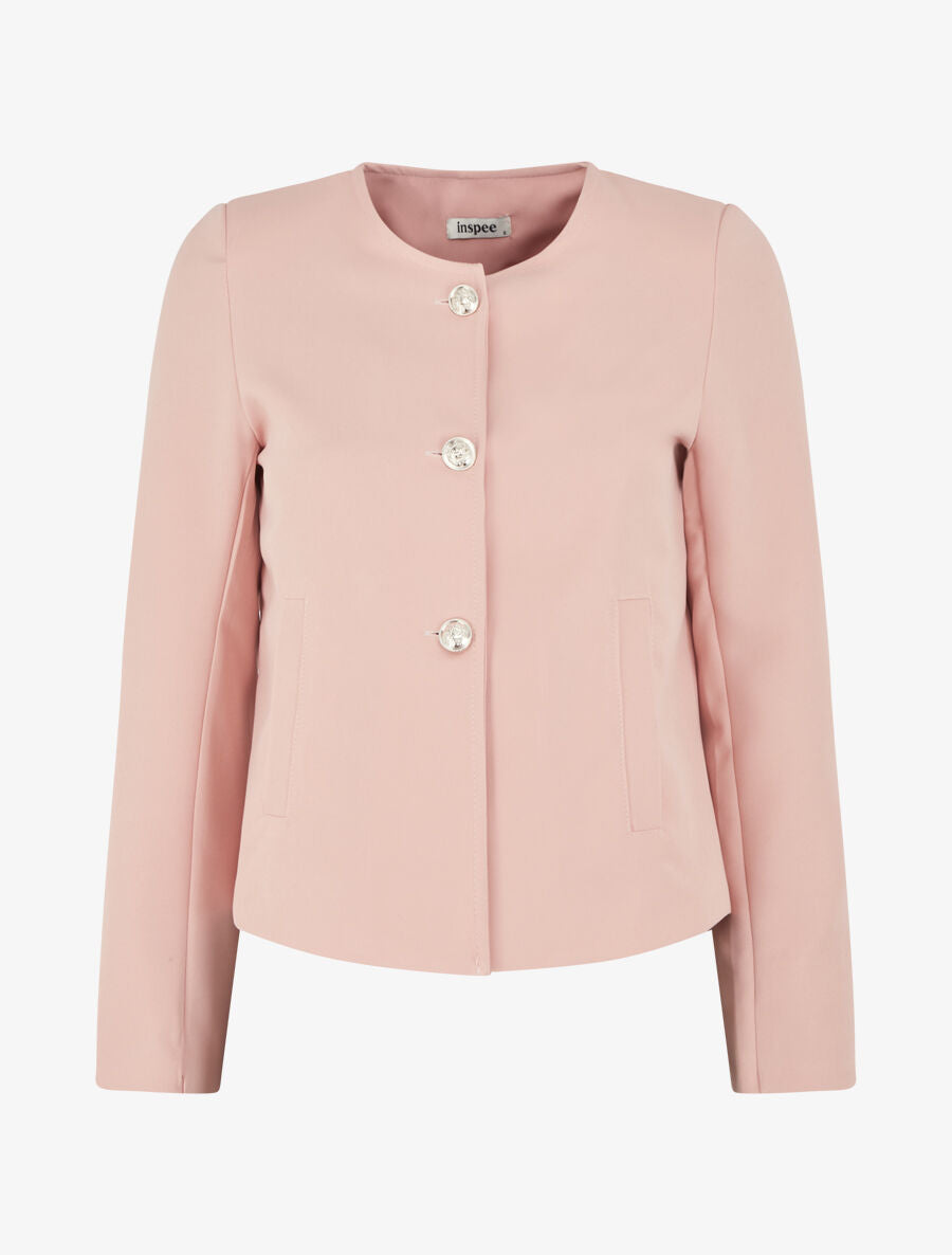 Veste courte à boutons stylisés - Rose - 4