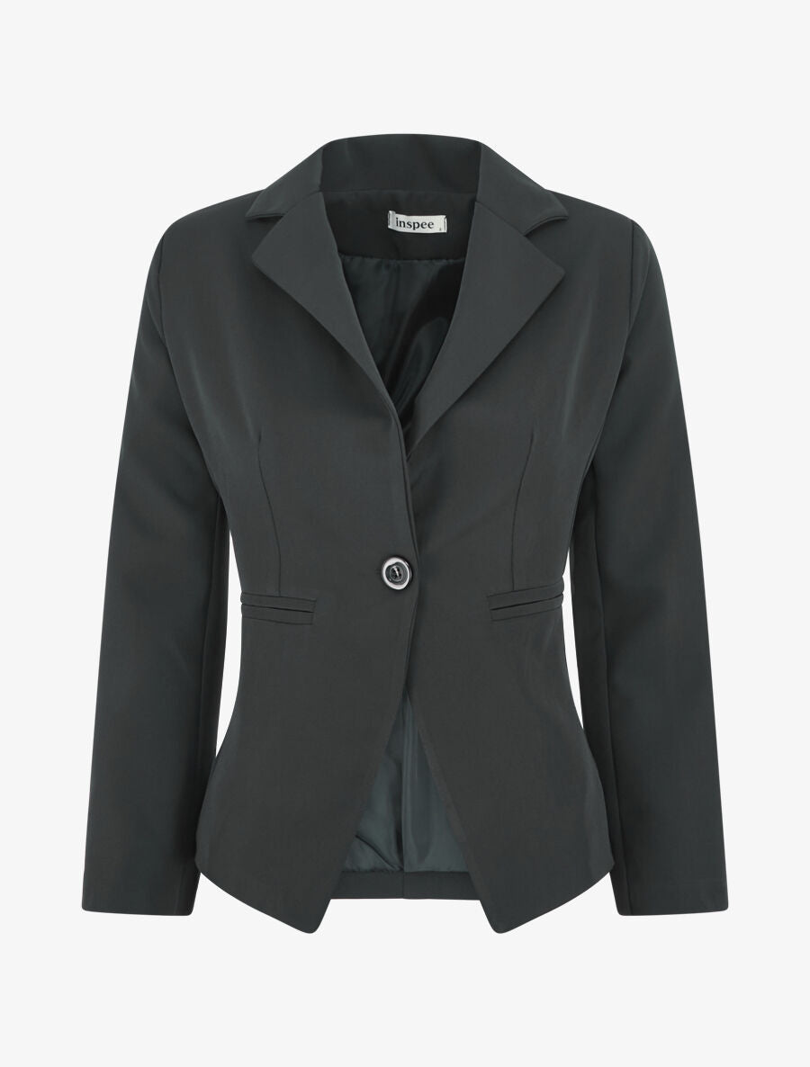 Veste mi-longue à poches décoratives - Noir - 4