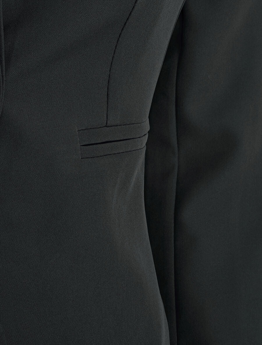Veste mi-longue à poches décoratives - Noir - 3