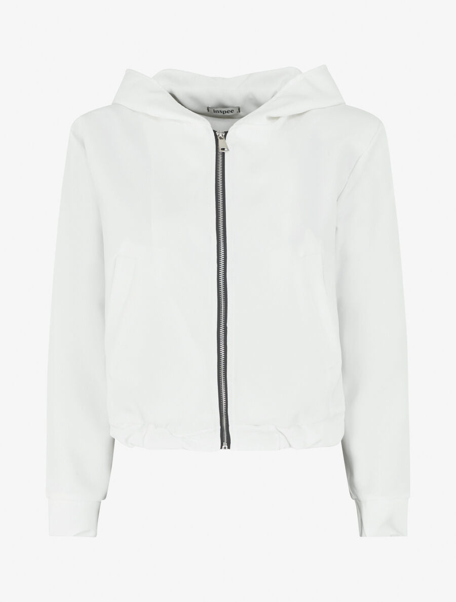 Sweat zippé à capuche - Blanc - 1