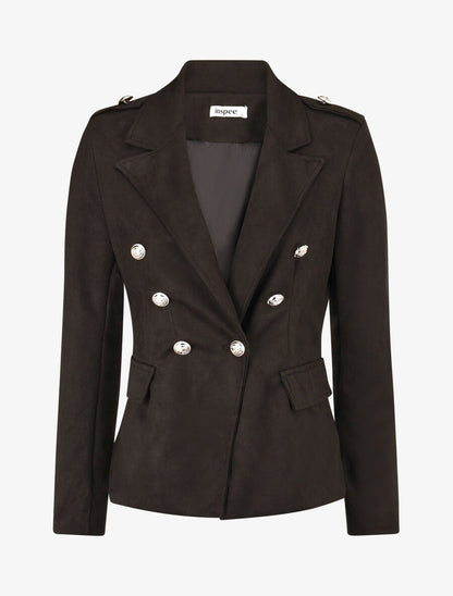 Veste mi-longue style officier - Noir - 4
