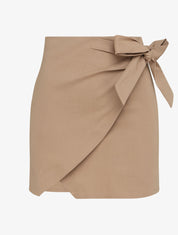 Mini-jupe portefeuille coupe droite - Taupe - 1