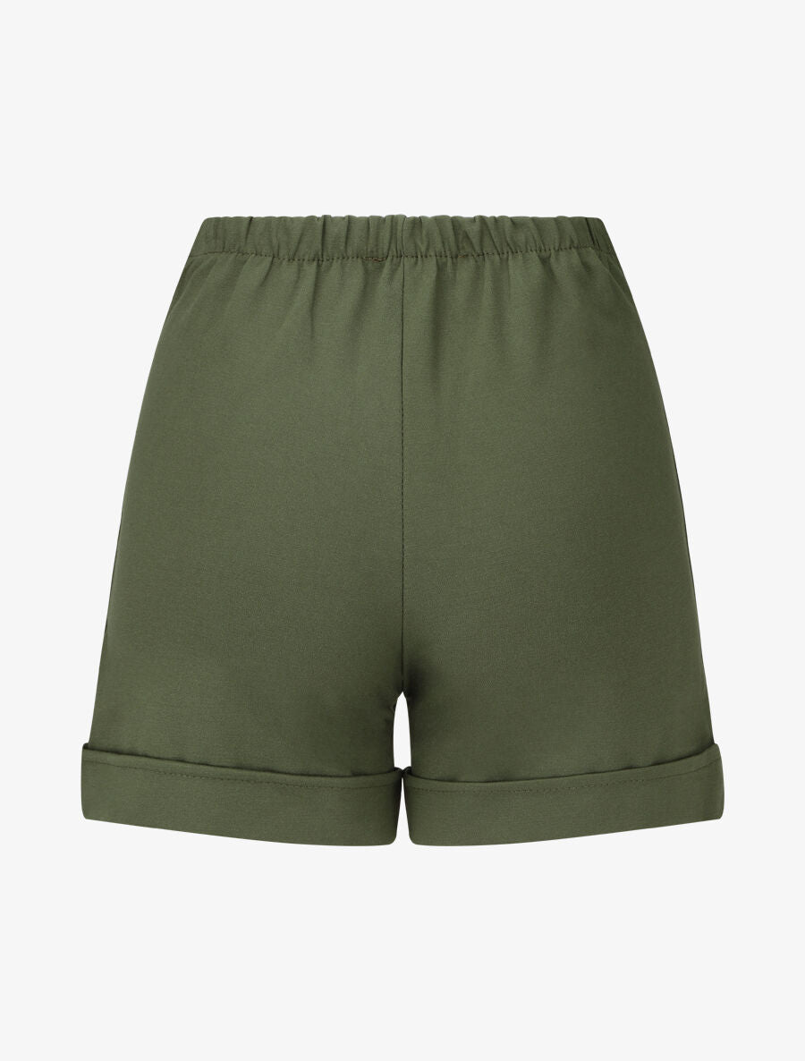 Short uni à boutons décoratifs - Kaki - 2