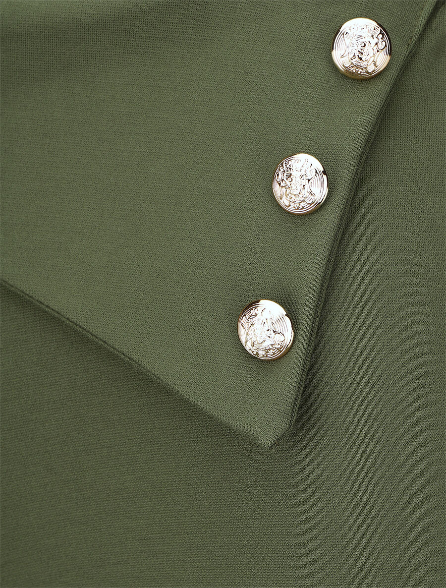 Short uni à boutons décoratifs - Kaki - 3